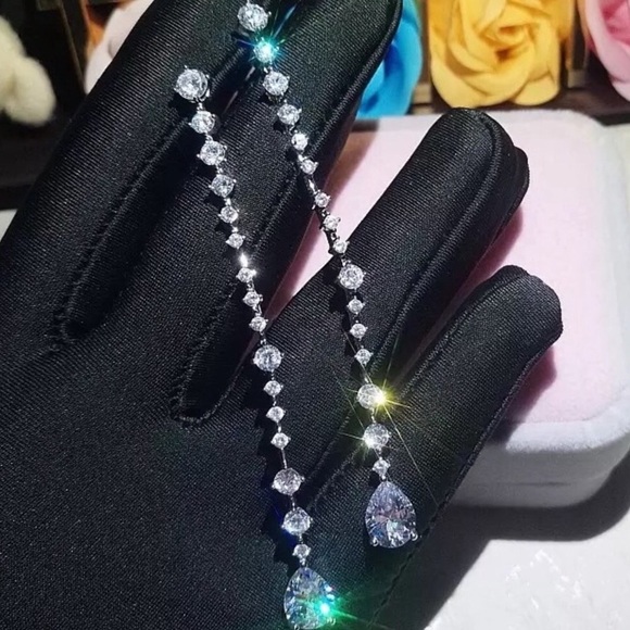 3ctw Pear Dangle Earrings - Picture 6 of 11